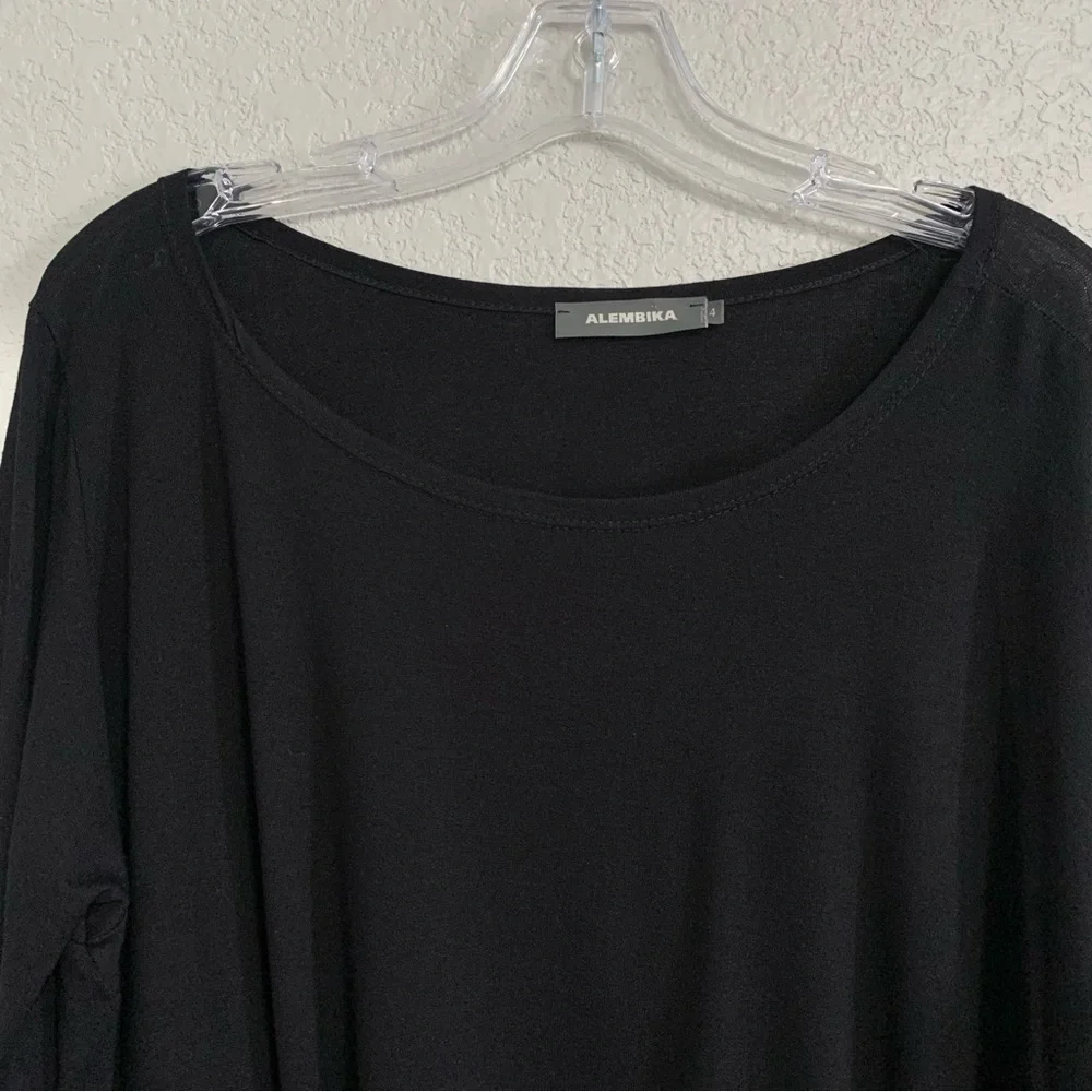 Alembika Top Womens 4 Lagenlook Asymmetrical Seam Oversized Drape Black US XL - Picture 3 of 16